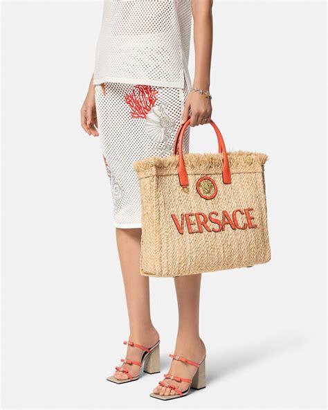 versace raffia tote